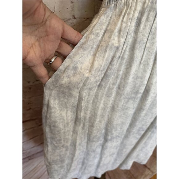 Maisie Womens S Sleeveless Dress Smocked Summer Midi Pockets White Gray Tie Dye - Picture 6 of 13